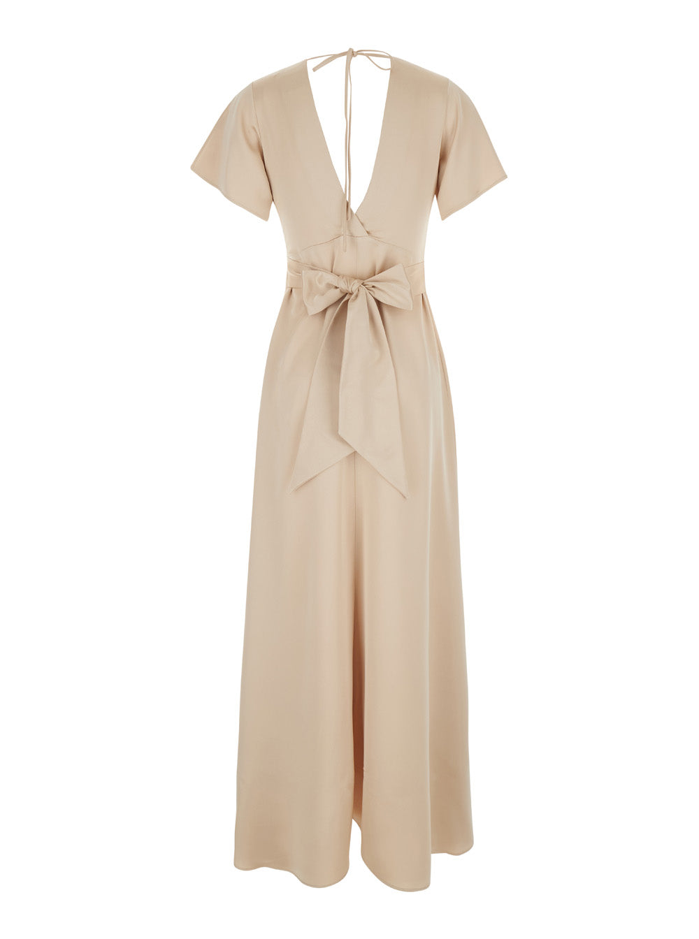 Leplain Women Long Beige Dress With Bow At The Back In Fabric Woman