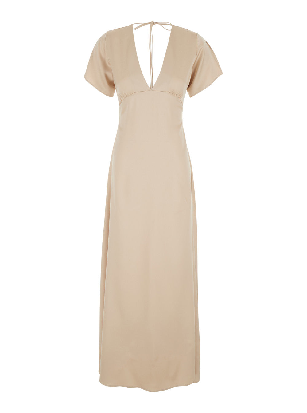 Leplain Women Long Beige Dress With Bow At The Back In Fabric Woman
