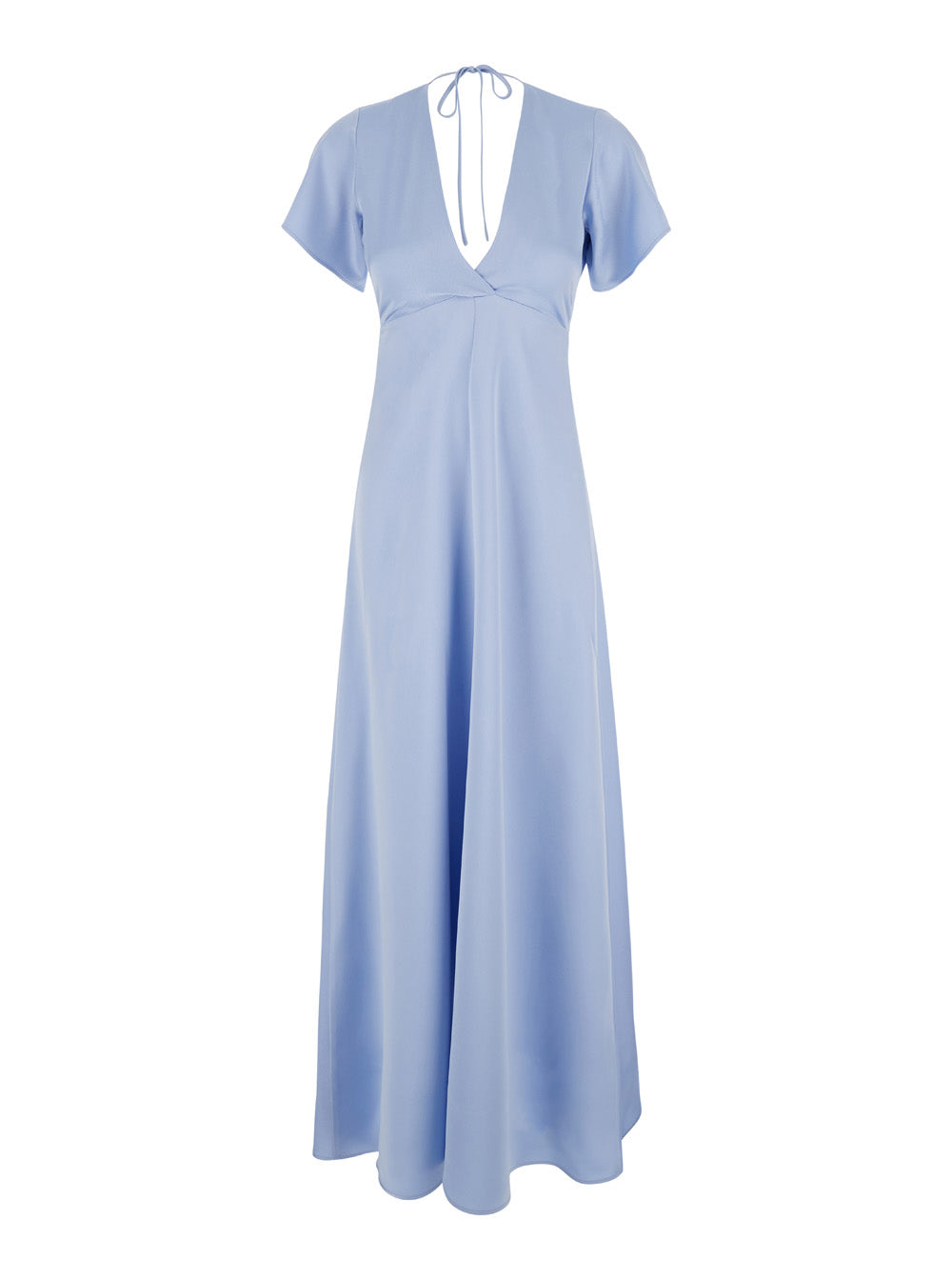 Leplain Women Long Light Blue Dress With Bow At The Back In Fabric Woman