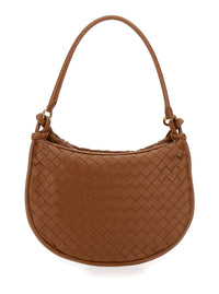 Bottega Veneta Women 'Gemelli Medium' Light Brown Hobo Shoulder Bag With Intrecciato Motif In Leather Woman