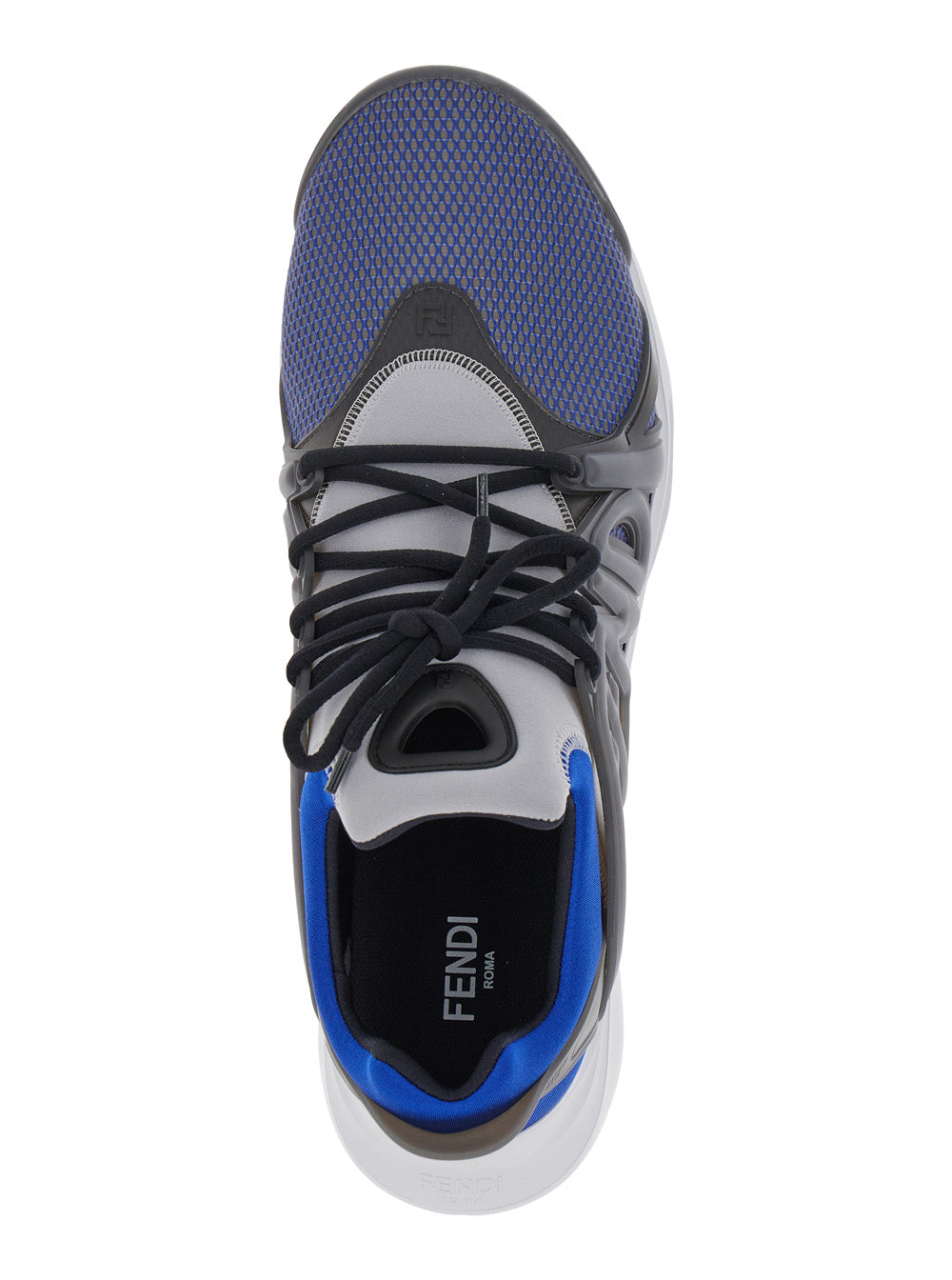 FENDI Fendi Men 'Fendi Tag' Blue Sneakers With Logo In Techno Mesh Man