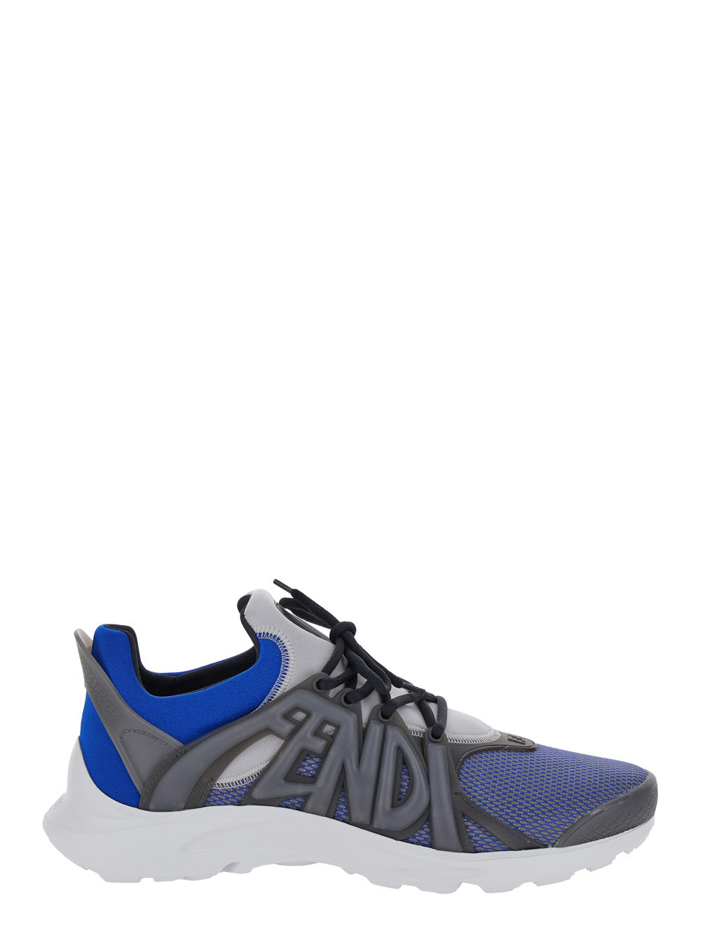 FENDI Fendi Men 'Fendi Tag' Blue Sneakers With Logo In Techno Mesh Man
