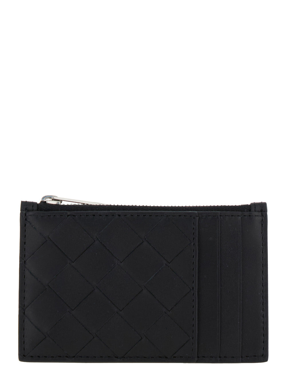 Bottega Veneta Men Black Card-Holder With Intreccio Motif In Leather Man