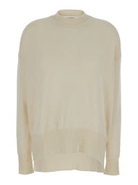 JIL SANDER Jil Sander Women Beige Ribbed Pullover In Cashmere Woman