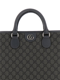 Gucci Men 'Ophidia Gg Media' Black And Grey Tote Bag In Gg Supreme Canvas Man
