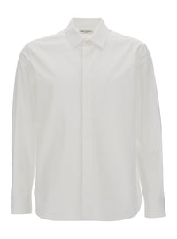 SAINT LAURENT Saint Laurent Men White Pointed Collar Long Sleeve Shirt In Cotton Man