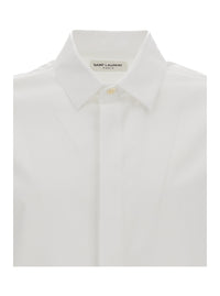 SAINT LAURENT Saint Laurent Men White Pointed Collar Long Sleeve Shirt In Cotton Man