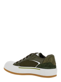 Alexander Mcqueen Men 'Cruis' Green Low Top Sneakers With Logo Detail In Leather And Fabric Man