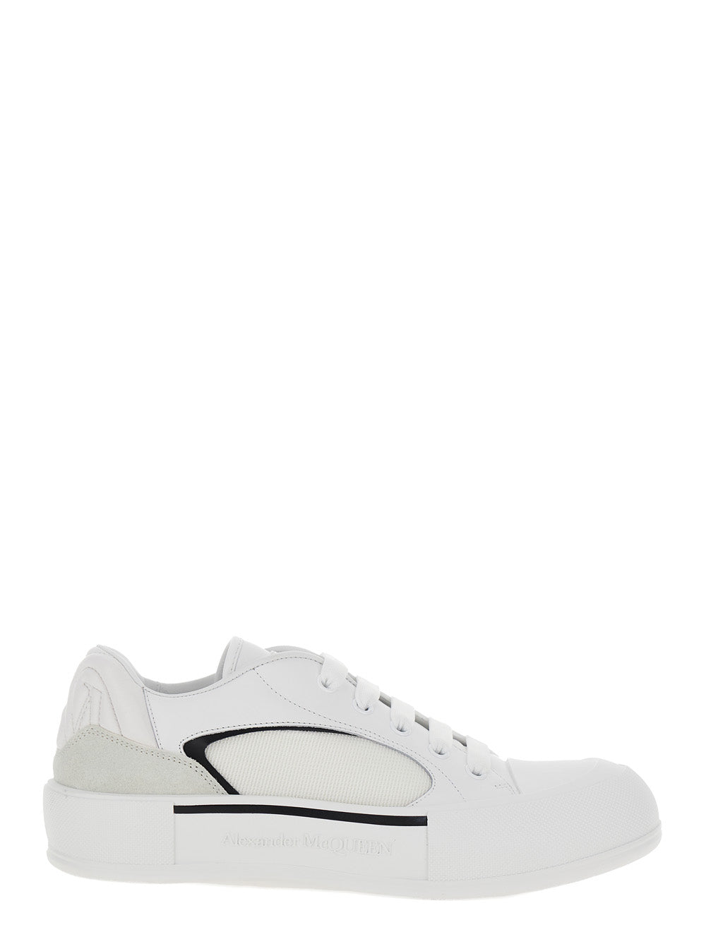 Alexander Mcqueen Men 'Cruis' White Low Top Sneakers With Logo Detail In Leather And Fabric Man