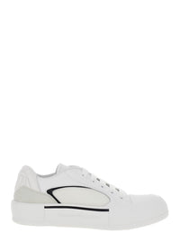 Alexander Mcqueen Men 'Cruis' White Low Top Sneakers With Logo Detail In Leather And Fabric Man