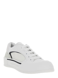 Alexander Mcqueen Men 'Cruis' White Low Top Sneakers With Logo Detail In Leather And Fabric Man