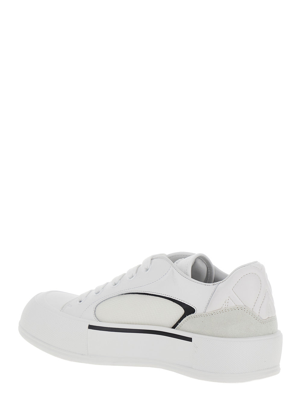 Alexander Mcqueen Men 'Cruis' White Low Top Sneakers With Logo Detail In Leather And Fabric Man