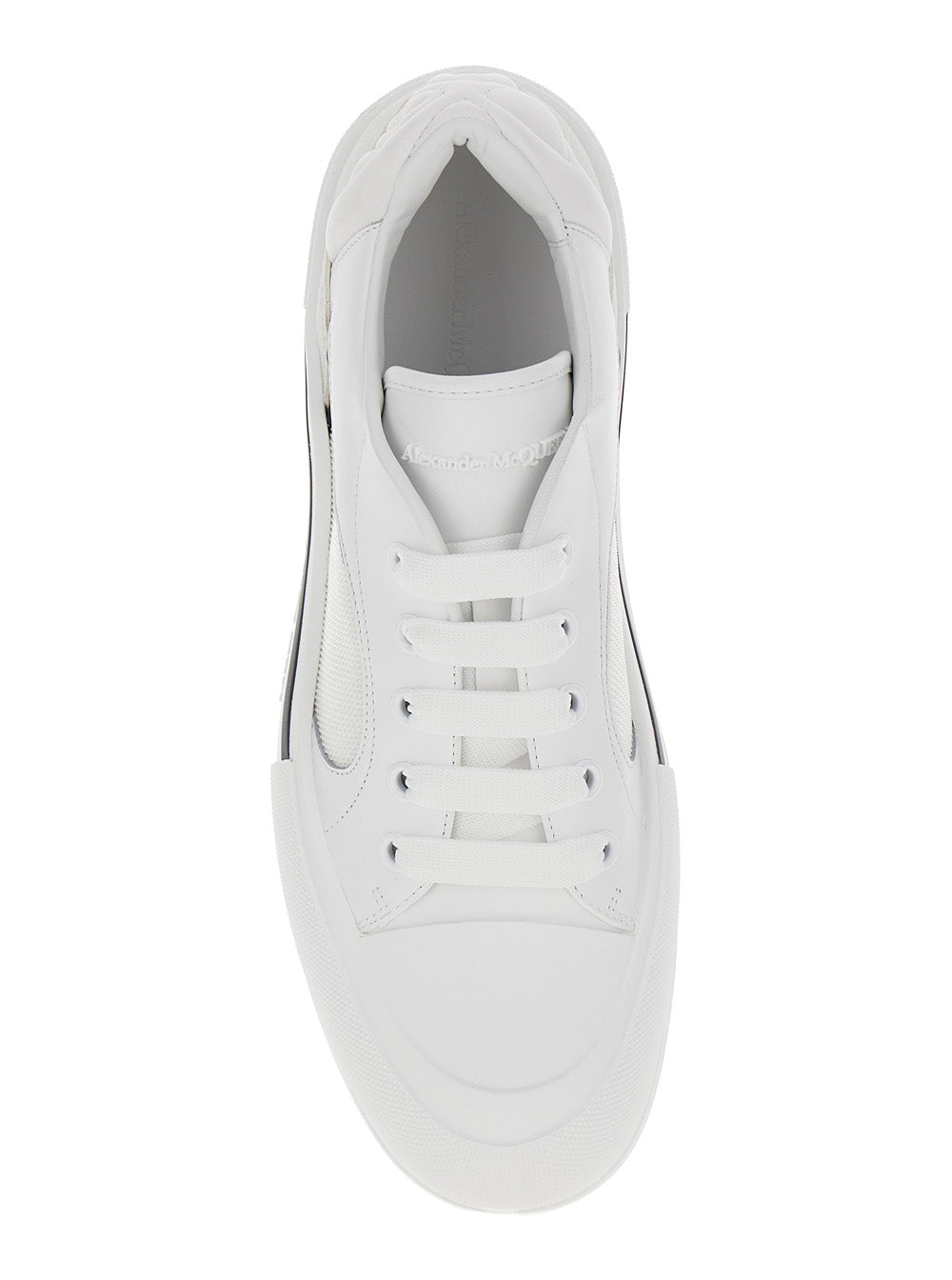 Alexander Mcqueen Men 'Cruis' White Low Top Sneakers With Logo Detail In Leather And Fabric Man