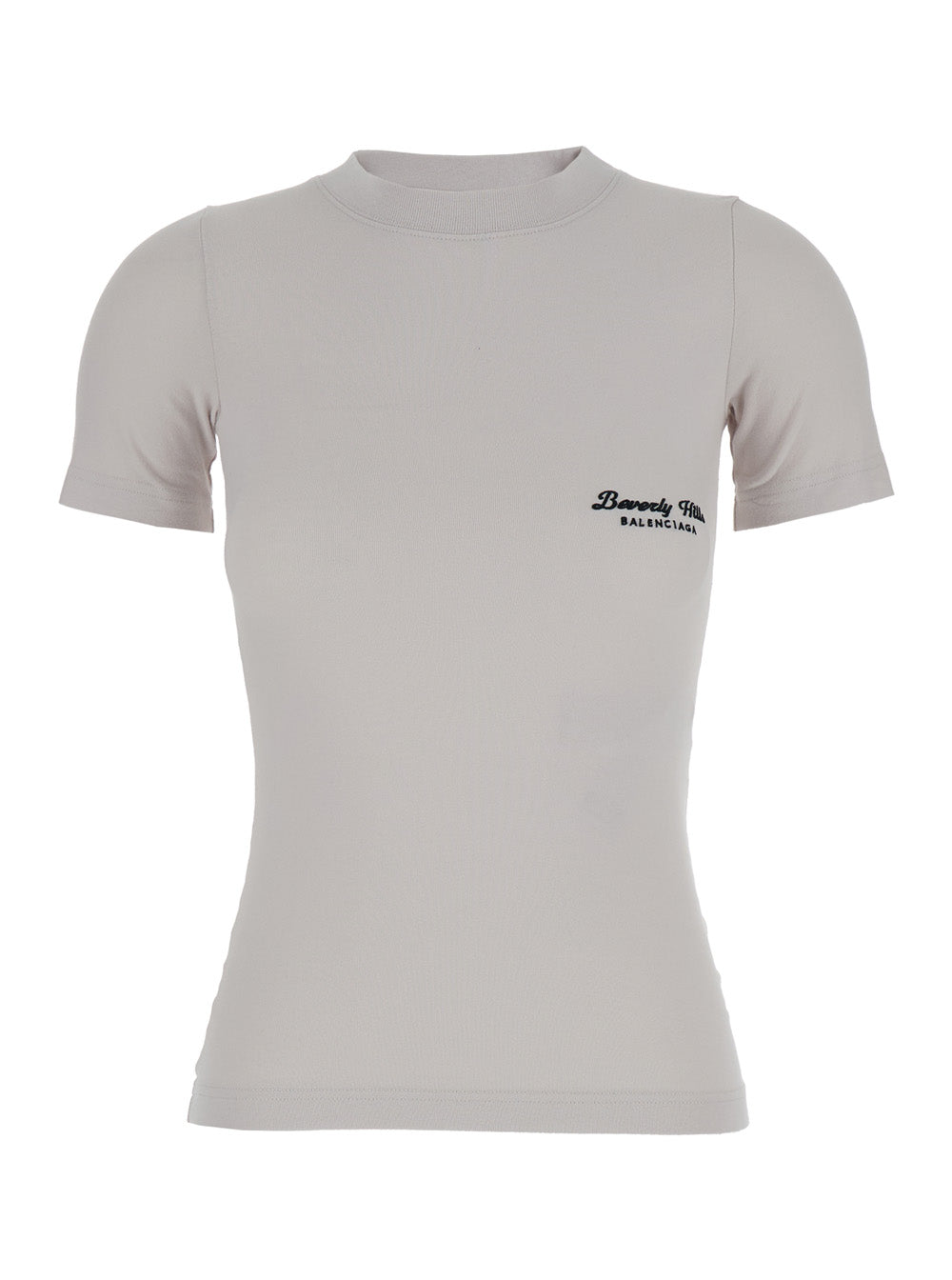 BALENCIAGA Balenciaga Women Off White T-Shirt With Beverly Hills Embroidery In Peeling Stretch Jersey Woman