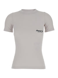 BALENCIAGA Balenciaga Women Off White T-Shirt With Beverly Hills Embroidery In Peeling Stretch Jersey Woman
