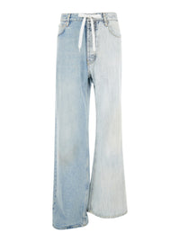 Balenciaga Women 'Fifty-Fifty' Light Blue Jeans With Asymmetric Legs In Denim Women