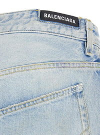 Balenciaga Women 'Fifty-Fifty' Light Blue Jeans With Asymmetric Legs In Denim Women