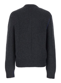 Burberry Men Grey Sweater With Equestrian Knight Jacquard Motif In Cashmere Man