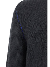 Burberry Men Grey Sweater With Equestrian Knight Jacquard Motif In Cashmere Man