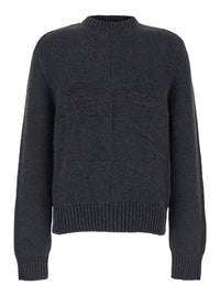 Burberry Men Grey Sweater With Equestrian Knight Jacquard Motif In Cashmere Man