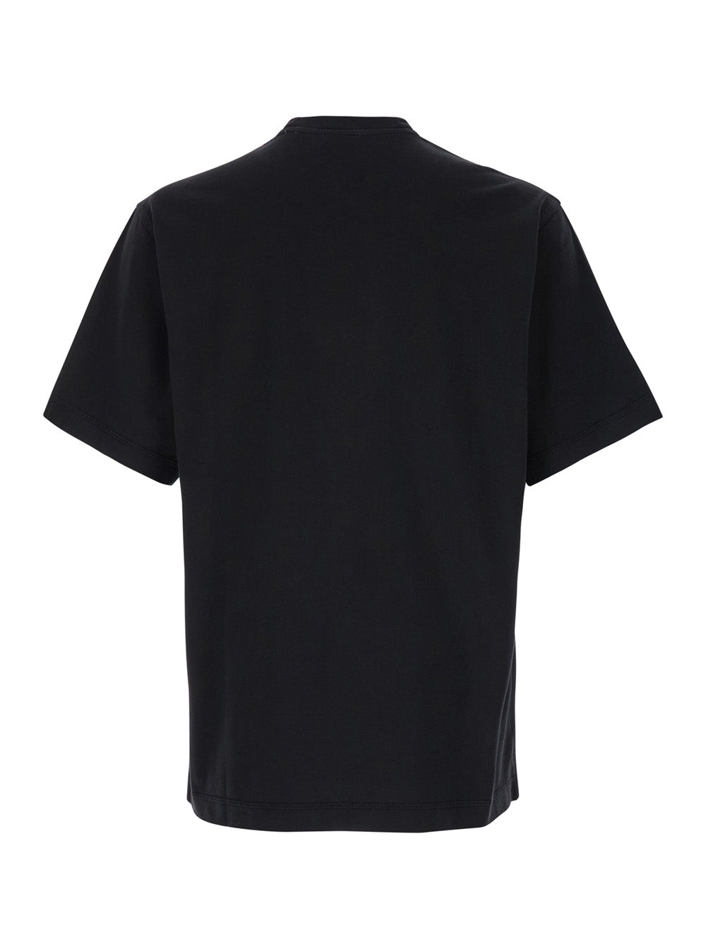 Burberry Men Black Boxy T-Shiirt With Tonal Equestrian Knight Embroidery In Cotton Man