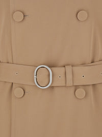 Jil Sander Men Beige Double Breasted Trench With Belt In Wool Man