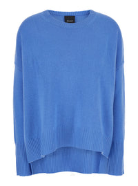 Leplain Women Light Blue Oversized Crewneck Sweater In Cashmere Woman