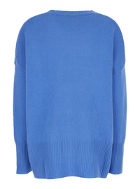 Leplain Women Light Blue Oversized Crewneck Sweater In Cashmere Woman