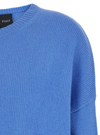 Leplain Women Light Blue Oversized Crewneck Sweater In Cashmere Woman
