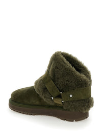 Burberry Women 'Snug' Green Ankle Boots With Strap In Suede And Shearling Woman