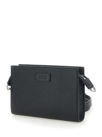 Gucci Men Super Mini Crossbody Bag With Logo Patch In Leather Man