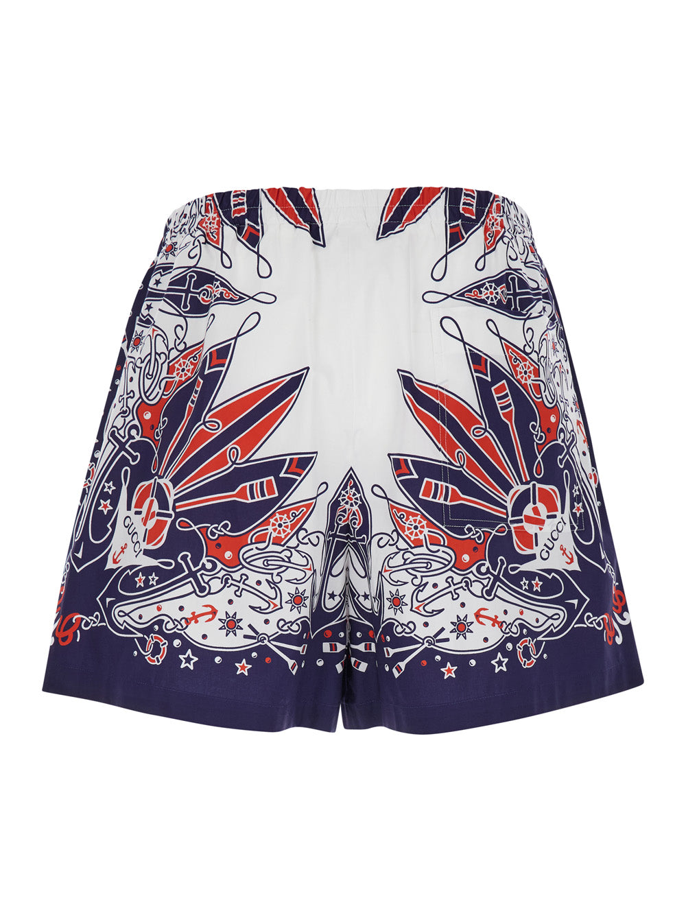Gucci Men Blue Shorts With Gucci Bandana Print In Cotton Man