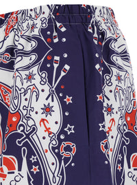 Gucci Men Blue Shorts With Gucci Bandana Print In Cotton Man
