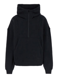 Saint Laurent Women Black Hoodie With Kangaroo Pocket And Logo Lettering In Cotton Woman