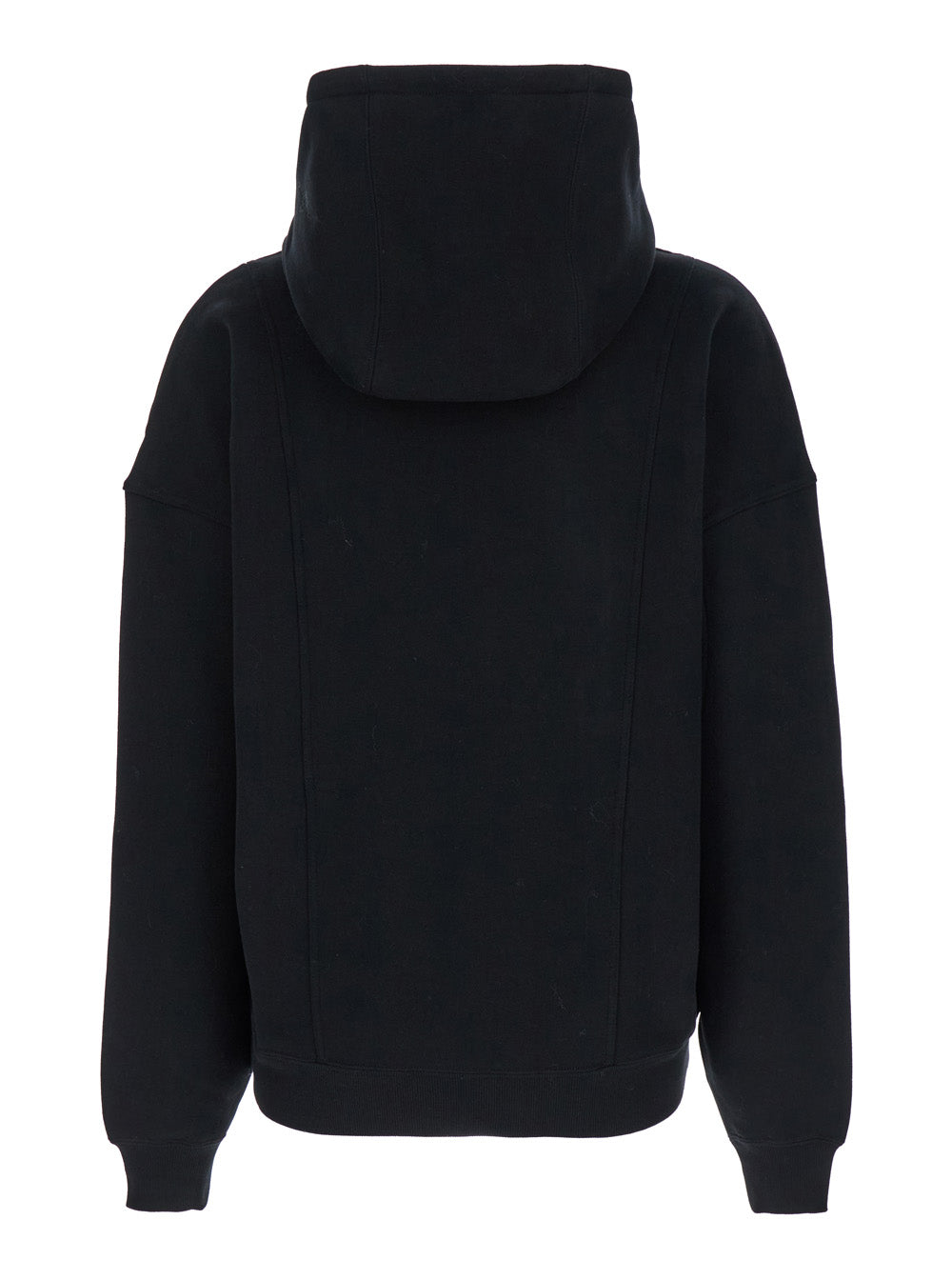 Saint Laurent Women Black Hoodie With Kangaroo Pocket And Logo Lettering In Cotton Woman
