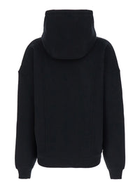 Saint Laurent Women Black Hoodie With Kangaroo Pocket And Logo Lettering In Cotton Woman