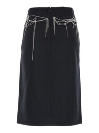 Dries Van Noten Women 'Shelda' Black Midi Skirt With Maxi Beaded Embellishments In Wool Blend Woman