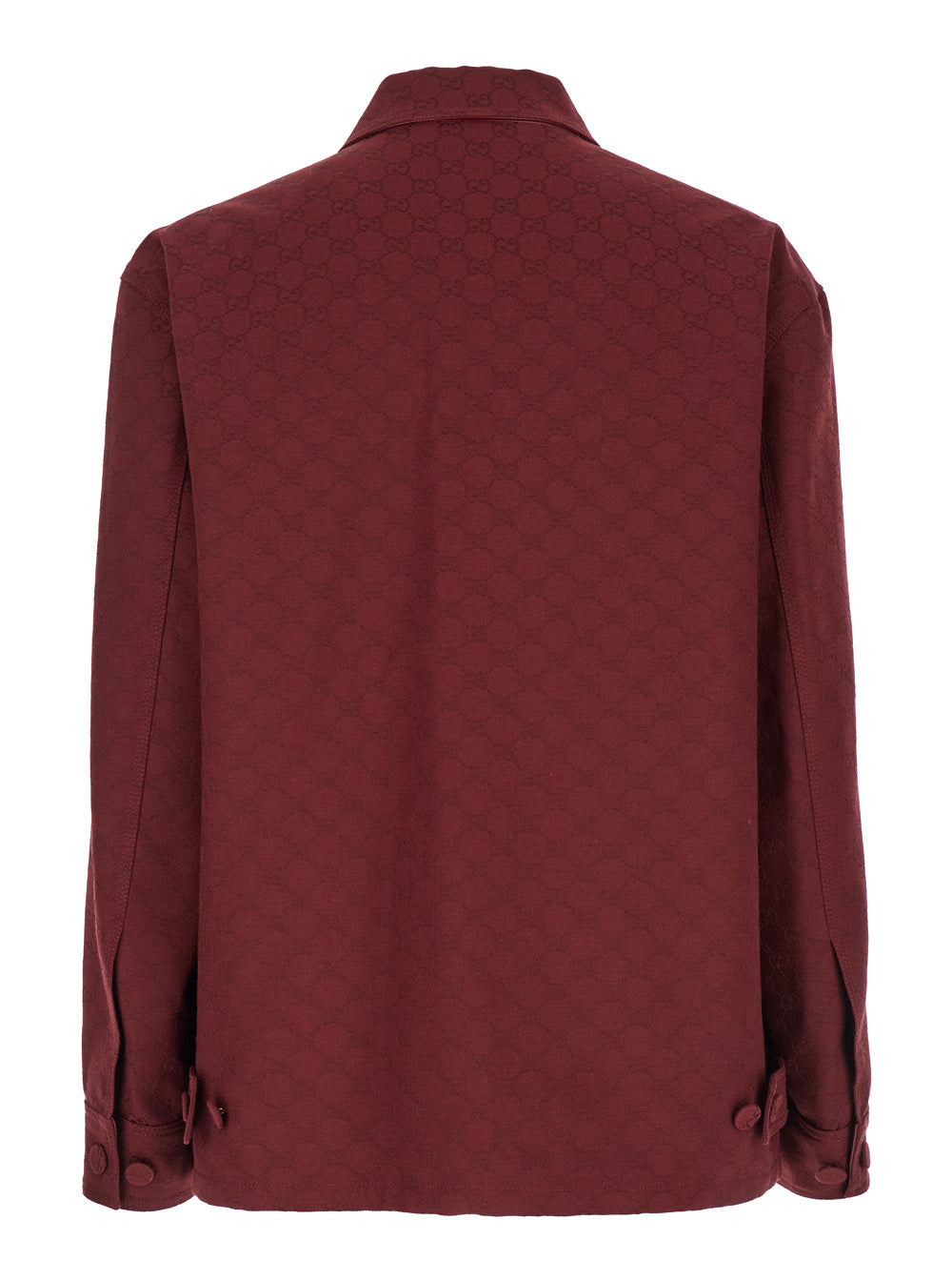 Gucci Men Bordeaux Jacket With All-Over Gg Motif In Cotton Blend Man