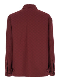 Gucci Men Bordeaux Jacket With All-Over Gg Motif In Cotton Blend Man