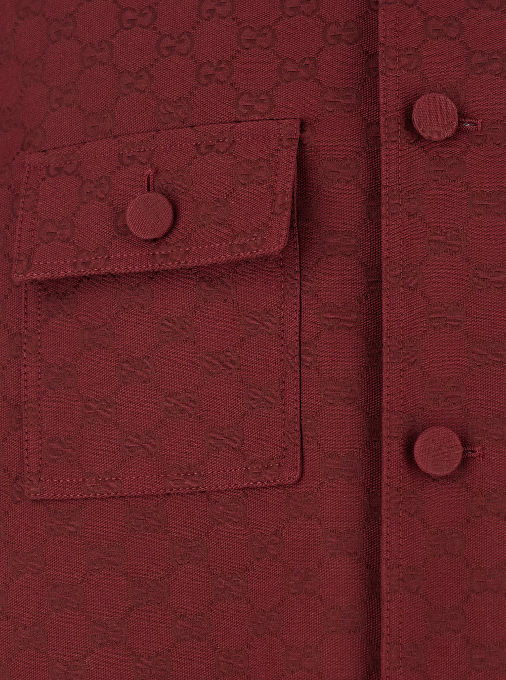 Gucci Men Bordeaux Jacket With All-Over Gg Motif In Cotton Blend Man