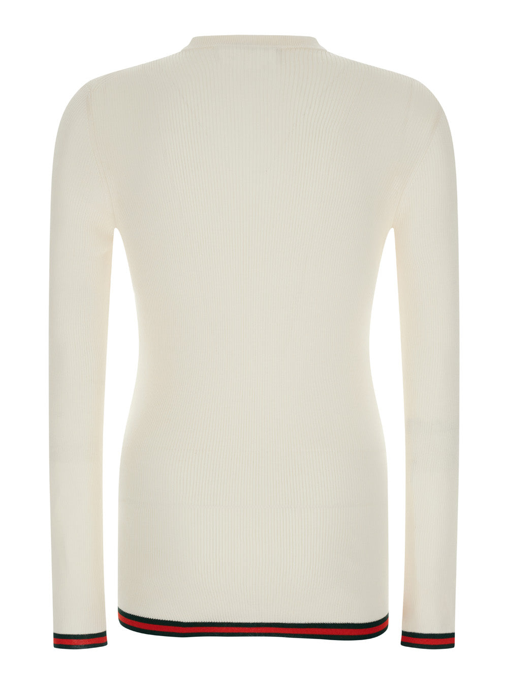 Gucci Men White Long Sleeved Top In Rib Silk Man