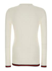 Gucci Men White Long Sleeved Top In Rib Silk Man