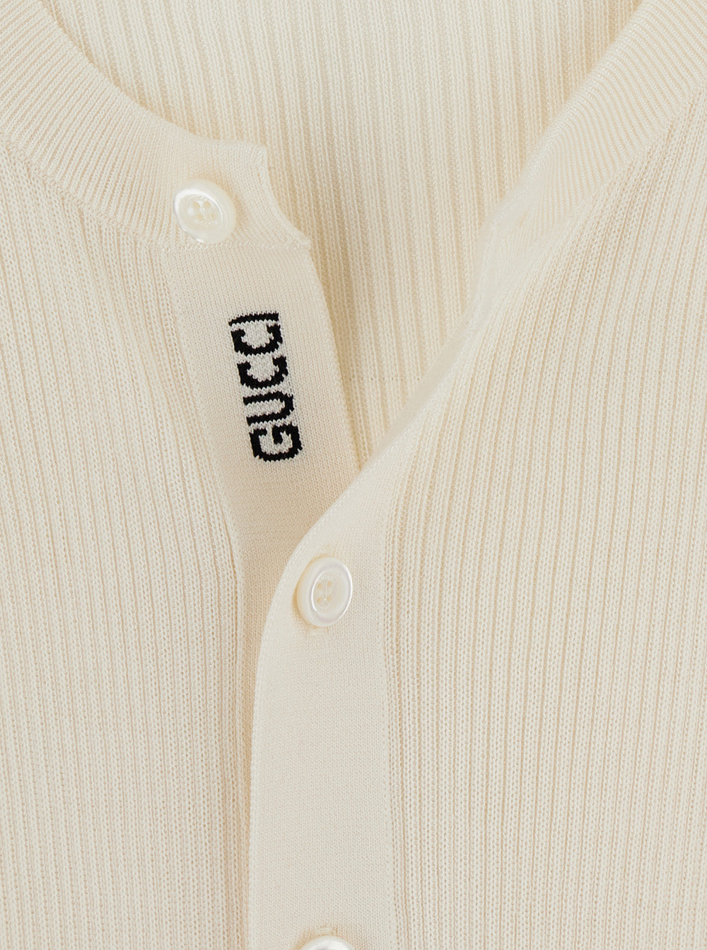 Gucci Men White Long Sleeved Top In Rib Silk Man