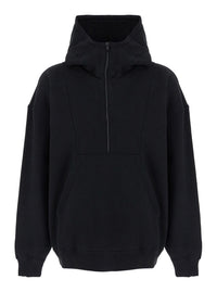 Saint Laurent Men Black Hoodie With Logo Lettering Embroidery In Cotton Man