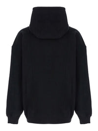 Saint Laurent Men Black Hoodie With Logo Lettering Embroidery In Cotton Man