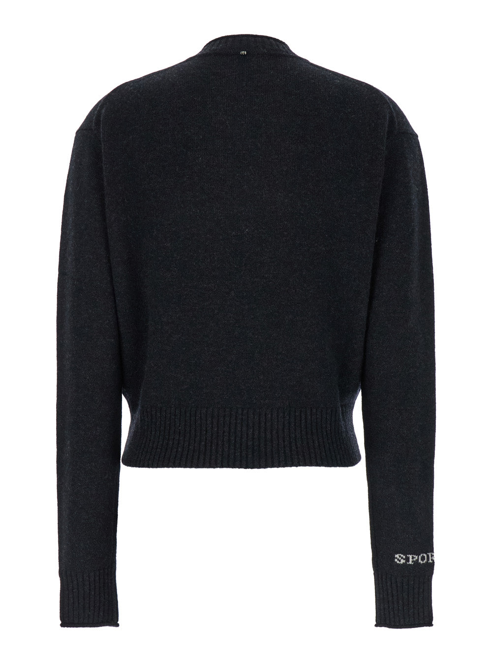 SPORTMAX Sportmax Women 'Agadir' Black Crewneck Sweater With Logo Lettering On The Sleeve In Wool And Cashmere Woman