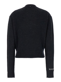 SPORTMAX Sportmax Women 'Agadir' Black Crewneck Sweater With Logo Lettering On The Sleeve In Wool And Cashmere Woman