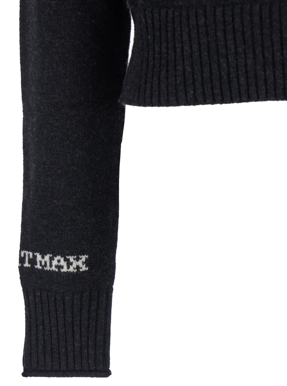 SPORTMAX Sportmax Women 'Agadir' Black Crewneck Sweater With Logo Lettering On The Sleeve In Wool And Cashmere Woman