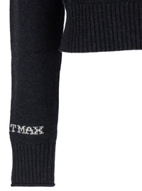 SPORTMAX Sportmax Women 'Agadir' Black Crewneck Sweater With Logo Lettering On The Sleeve In Wool And Cashmere Woman
