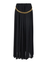 Balenciaga Women Black Long Pleaded Skirt With Belt In Tech Fabric Woman